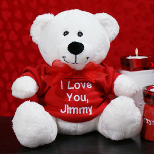 Embroidered Valentine Message Teddy Bear